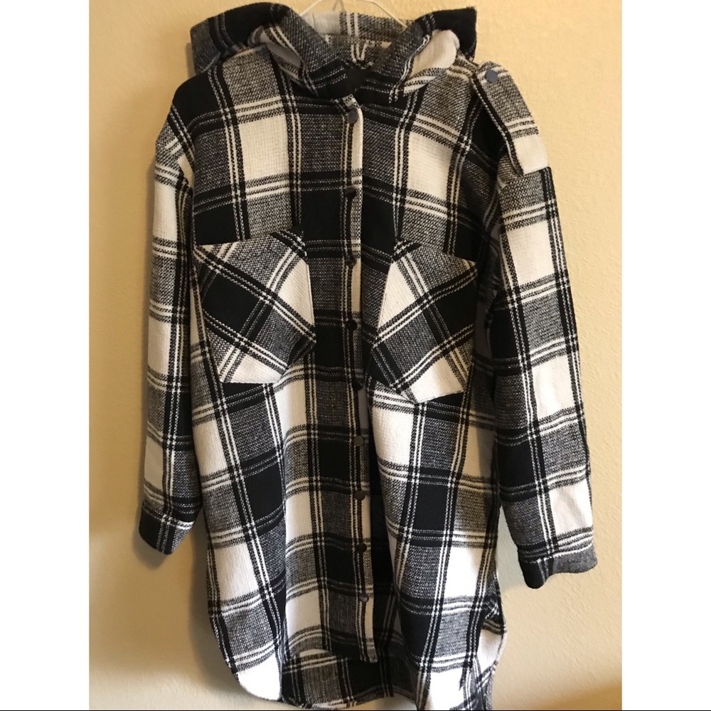 Forever 21 Longline Plaid Coat